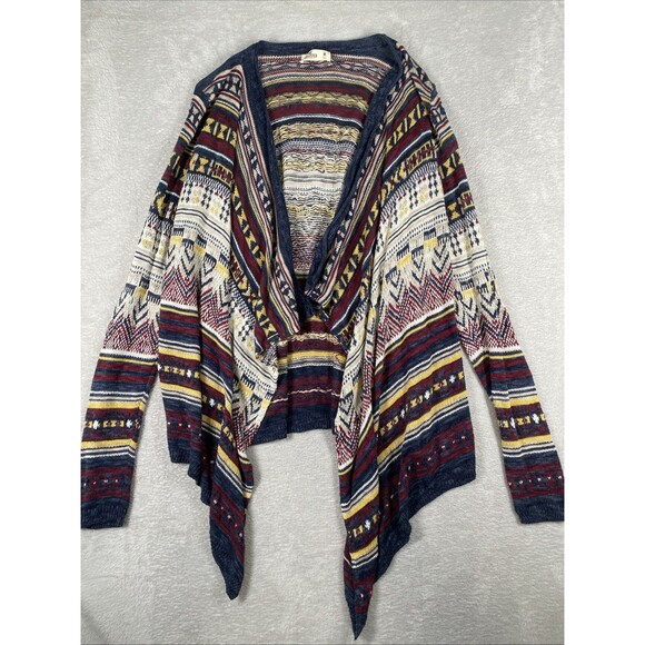 Hollister Open Front Cardigan Sweater Women's Medium Aztec Southwestern Long Slv - Picture 1 of 9